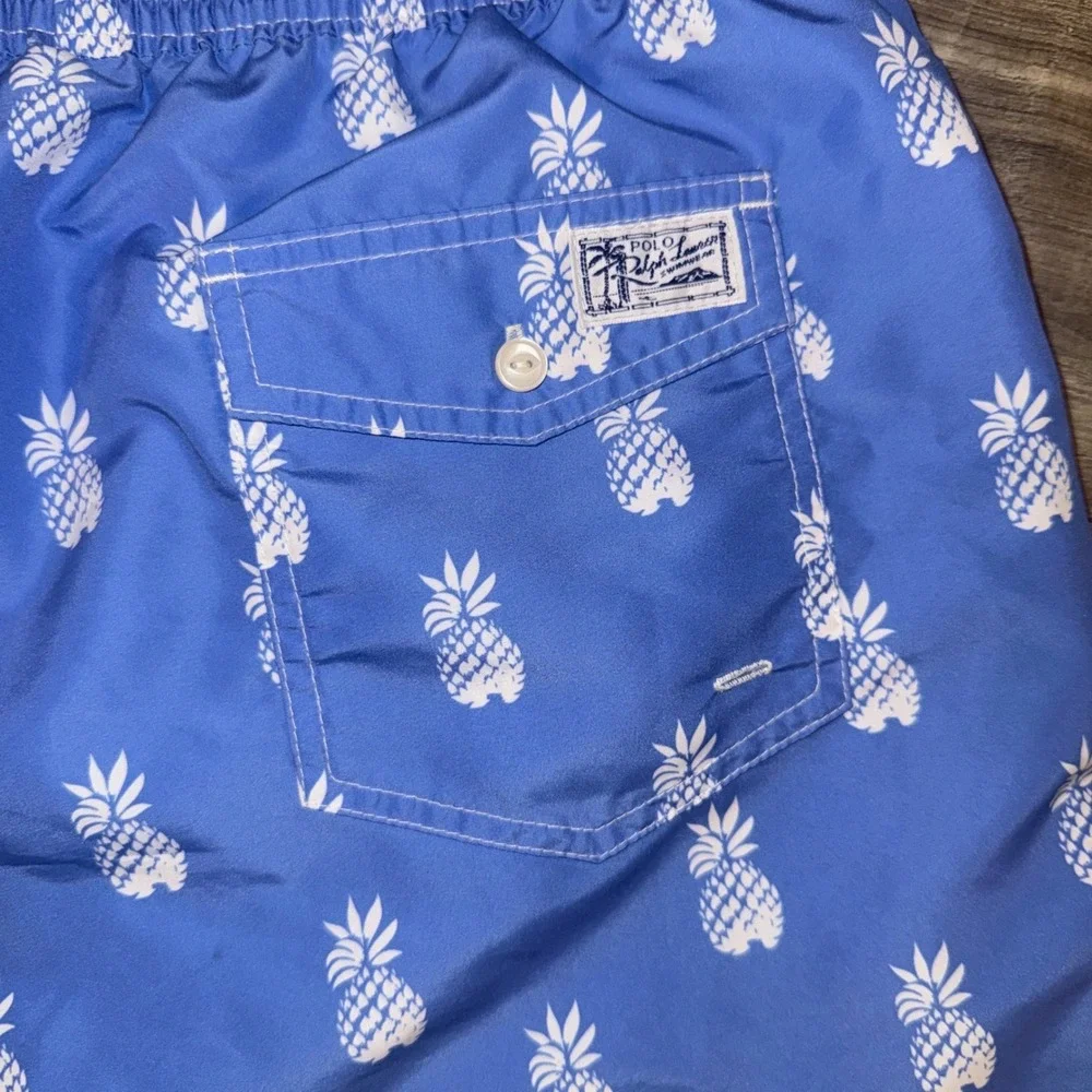Polo Ralph Lauren Swim Trunks Blue Pineapple Print Mens 2XB Big Tall‎